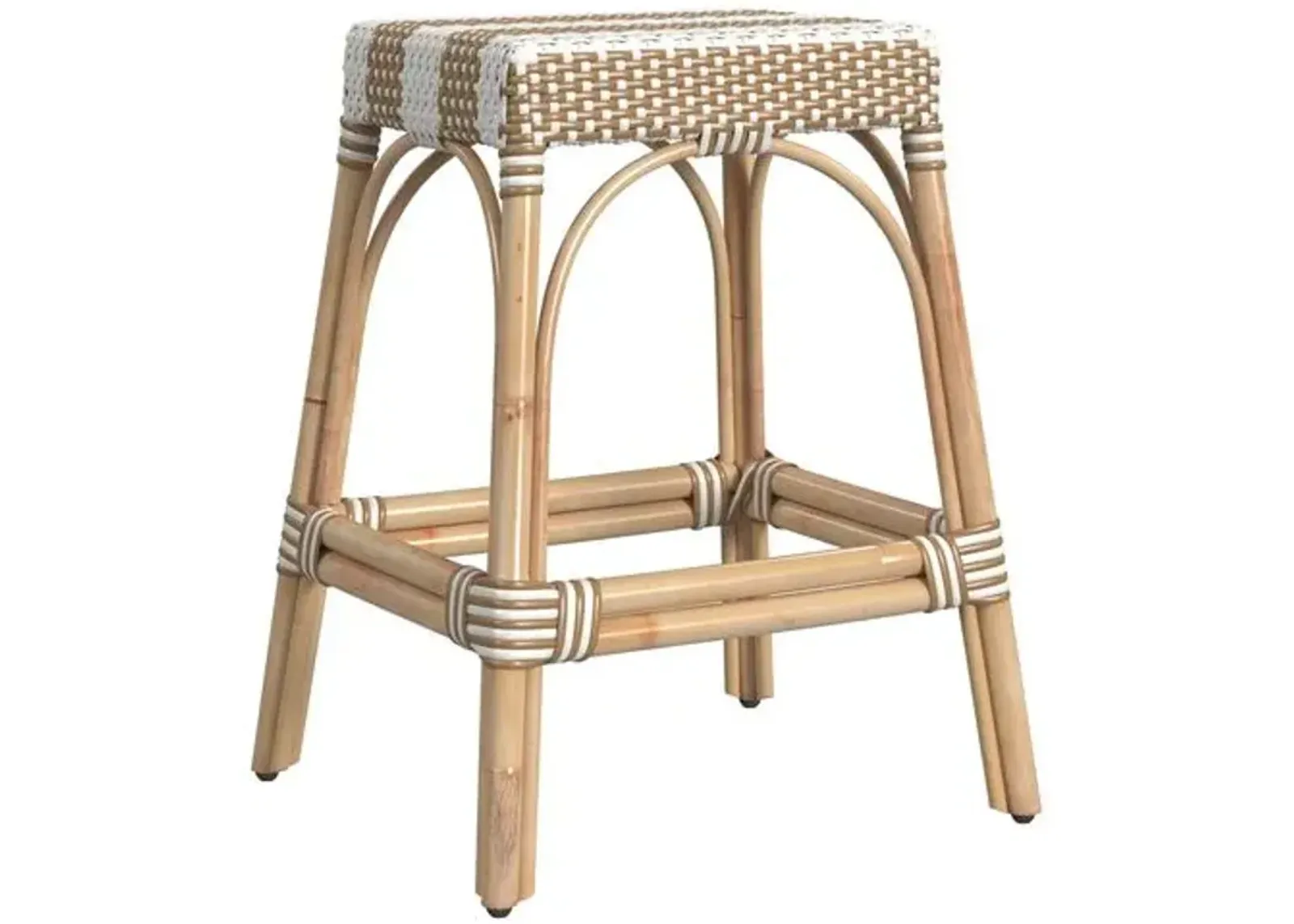 Sabrina Rattan Counter Stool - Natural/White Stripe