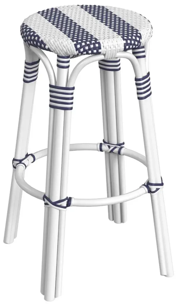 Kye 30" Round Rattan Barstool - Blue