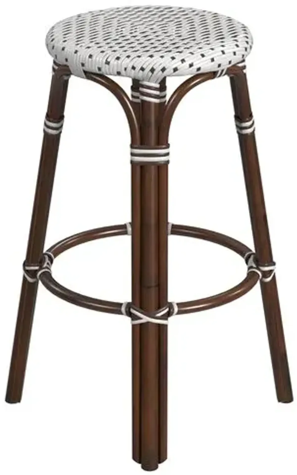 Kye Round Rattan 30" Barstool - White