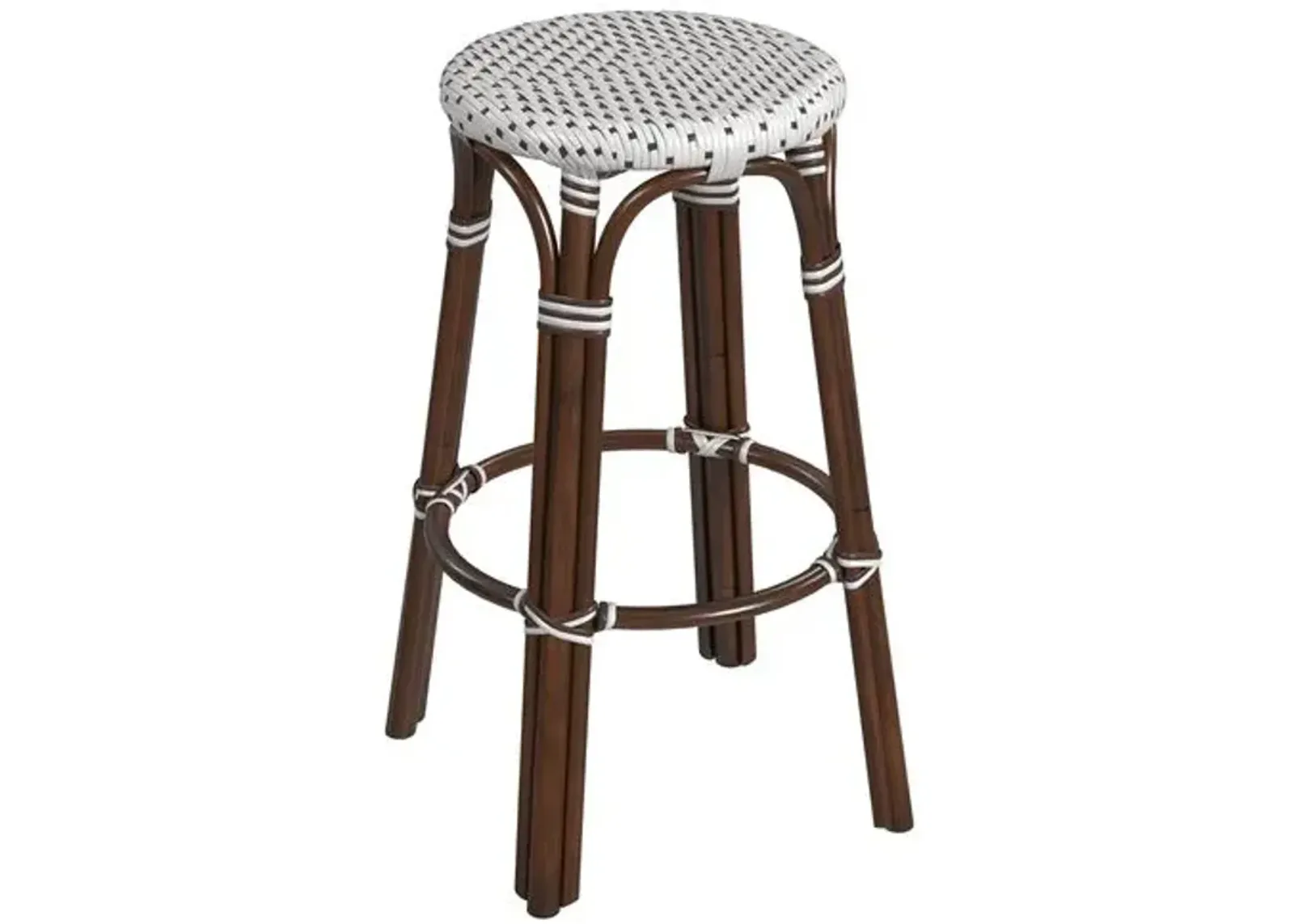 Kye Round Rattan 30" Barstool - White