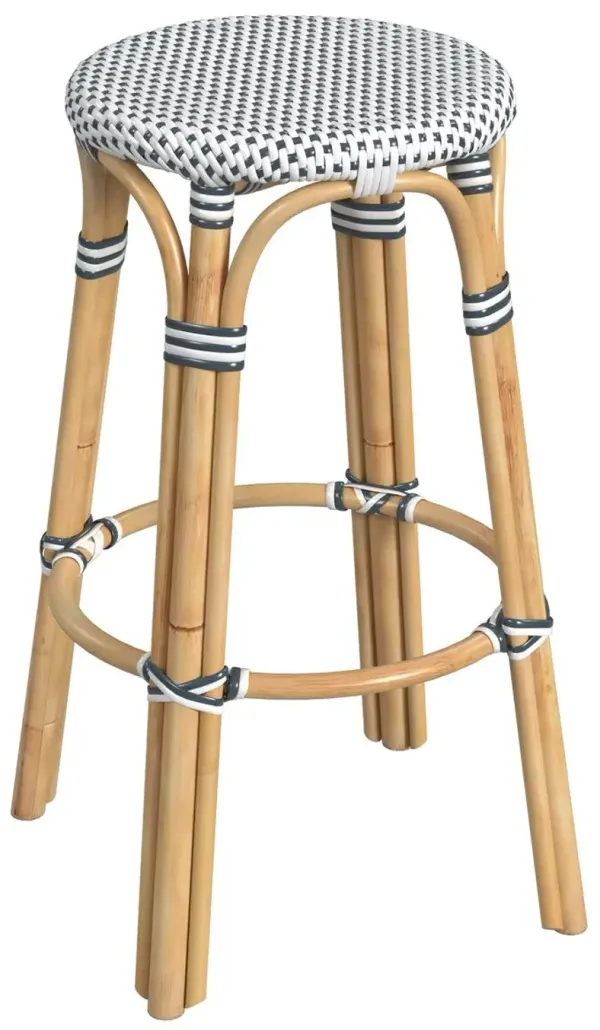 Kye 30" Round Rattan Barstool - Blue