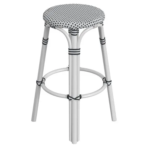 Lucie Rattan Barstool - Black/White