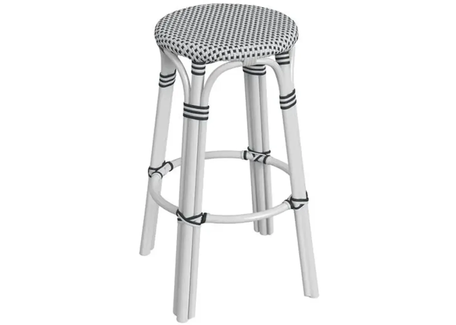 Kye Round Rattan 30" Barstool - Black