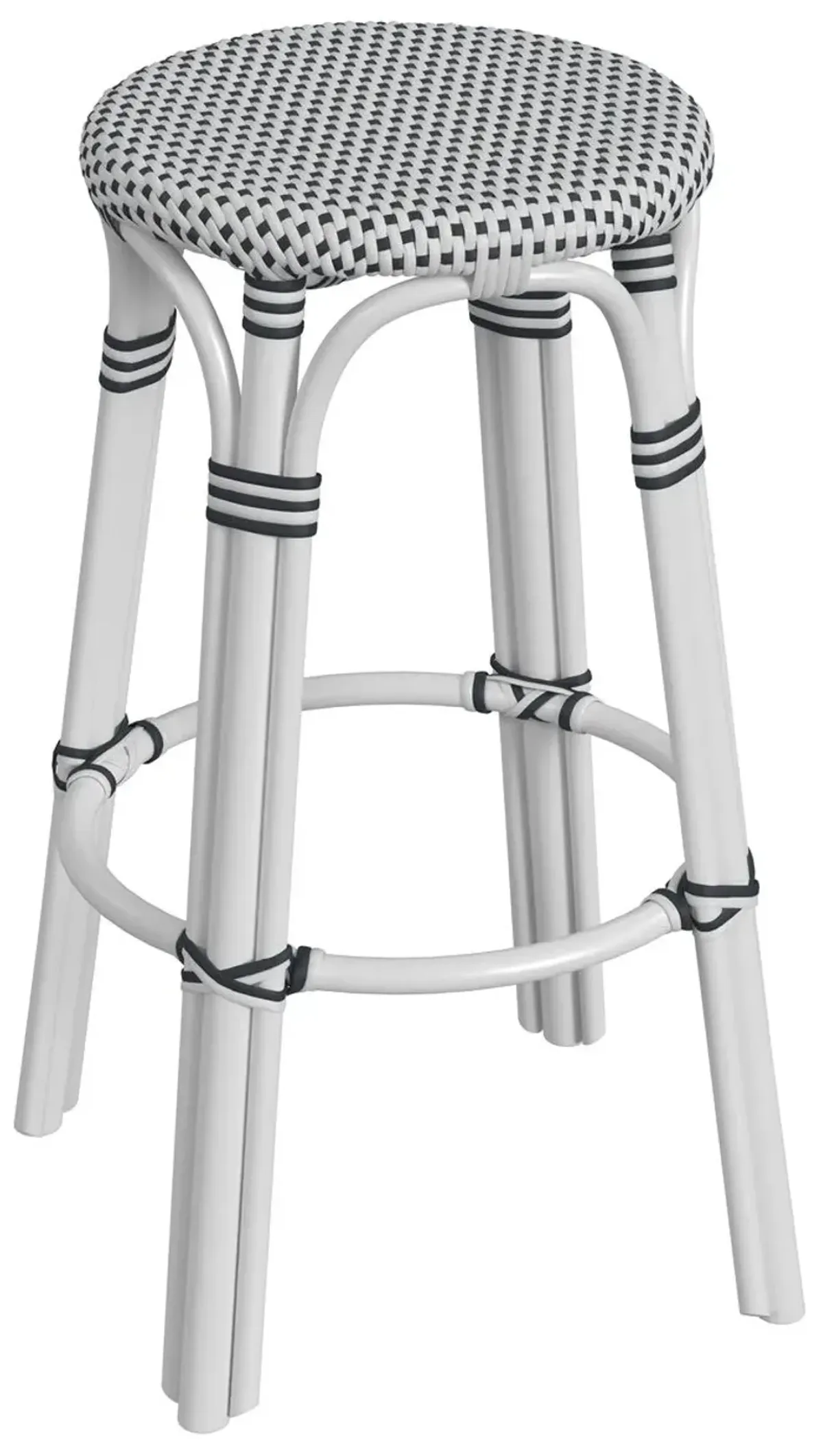 Kye 30" Round Rattan Barstool - Black