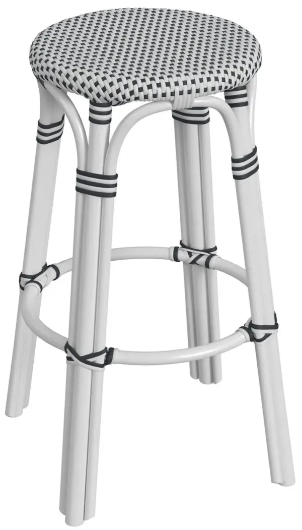 Kye 30" Round Rattan Barstool - Black