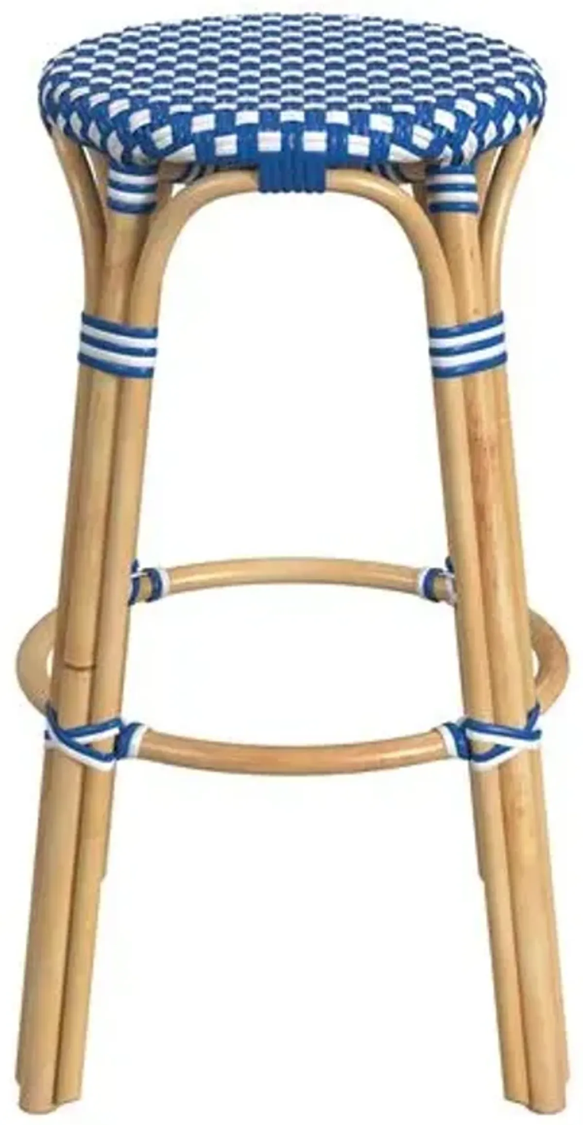 Lucie Rattan Barstool - Blue/White