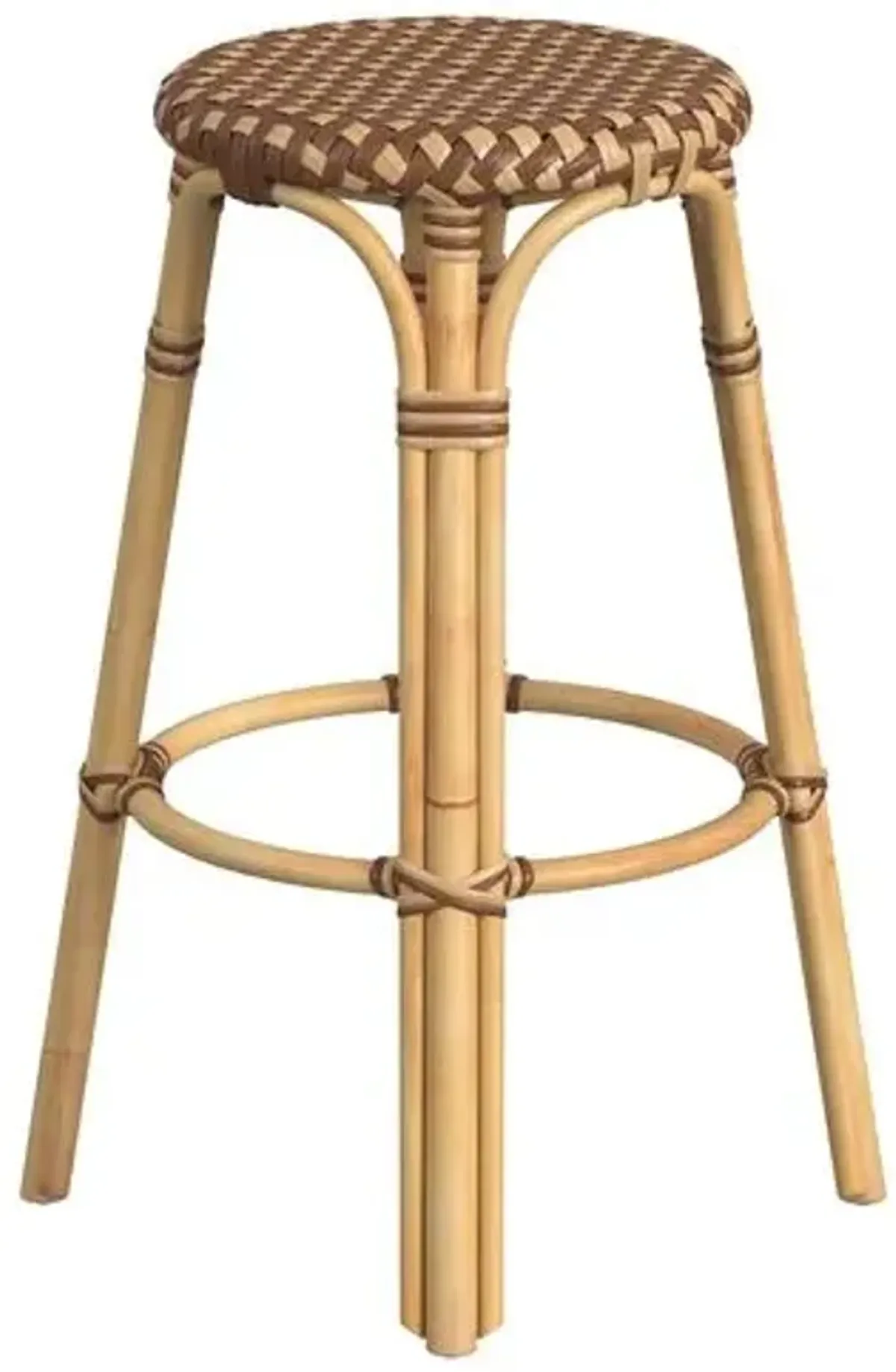 Kye Round Rattan 30" Barstool - Brown