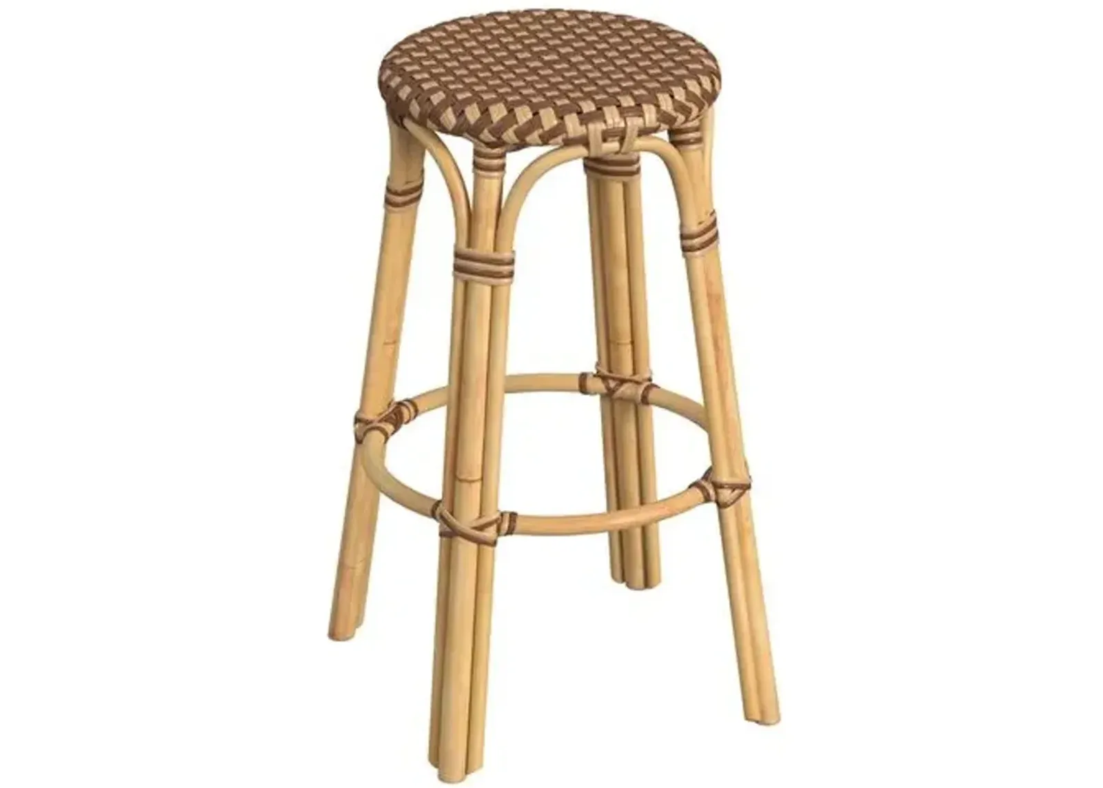 Kye Round Rattan 30" Barstool - Brown