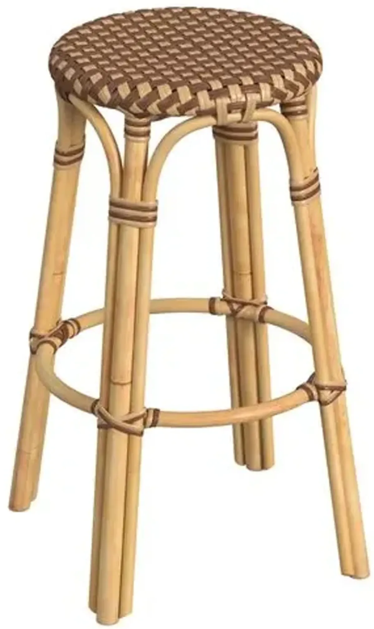Kye 30" Round Rattan Barstool - Brown