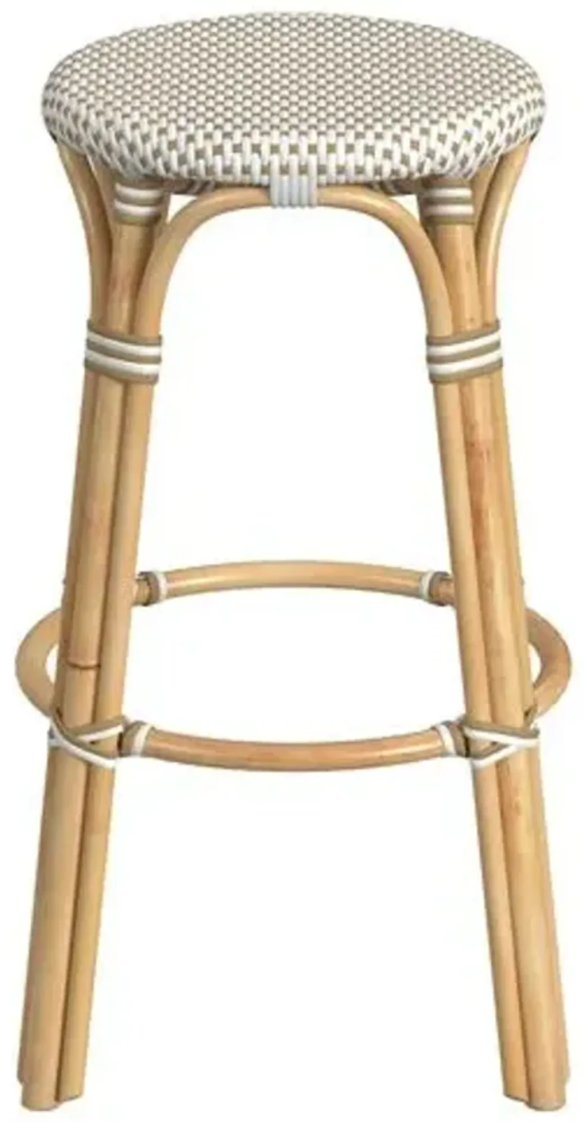 Lucie Rattan Barstool - Beige/White