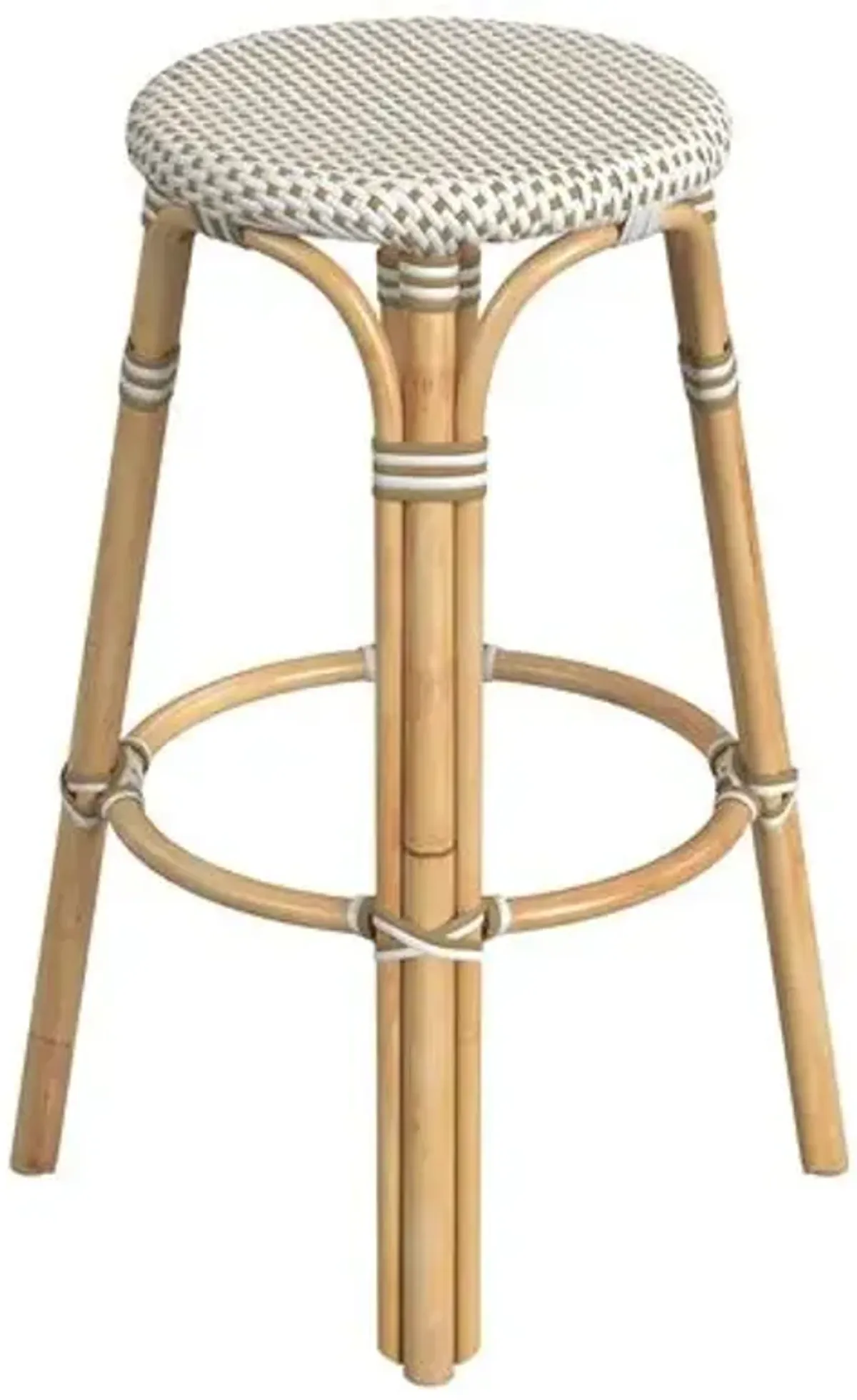 Kye Round Rattan 30" Barstool - Beige