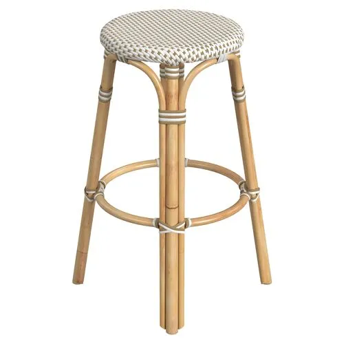 Lucie Rattan Barstool - Beige/White