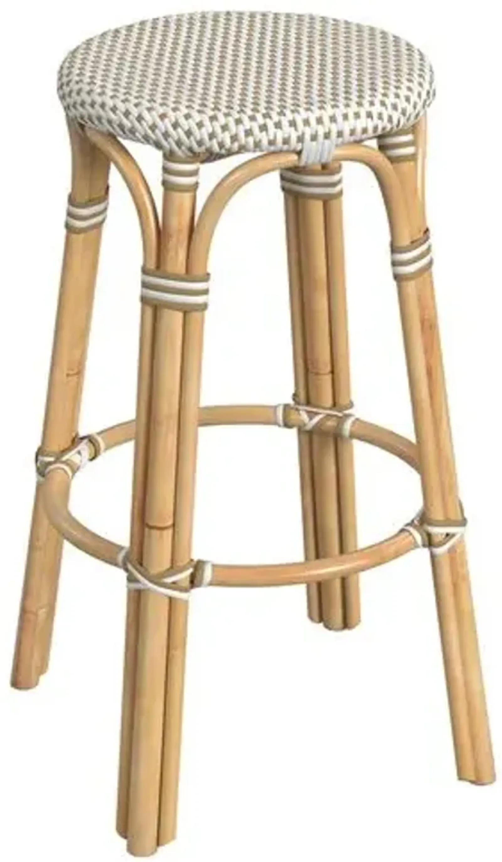 Kye Round Rattan 30" Barstool - Beige