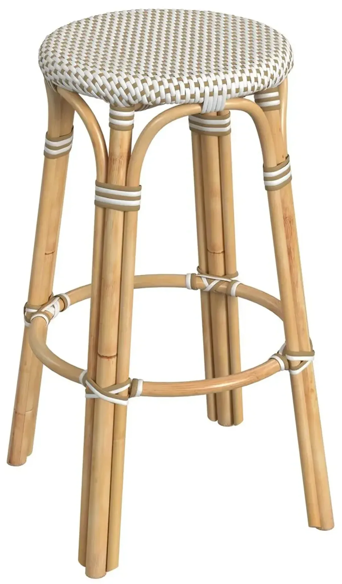 Kye 30" Round Rattan Barstool - Beige