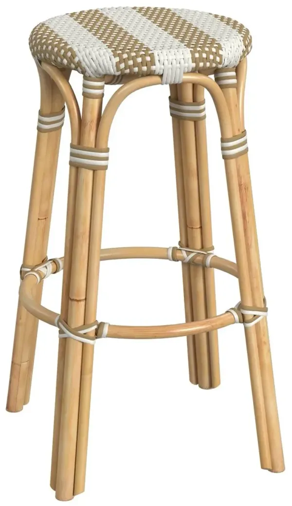 Kye 30" Round Rattan Barstool - Beige