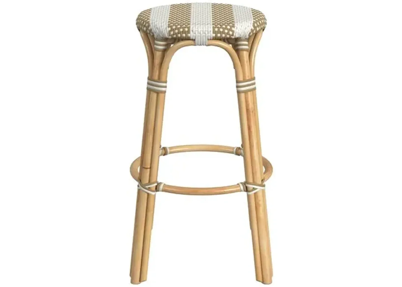 Kye Round Rattan 30" Barstool - Beige