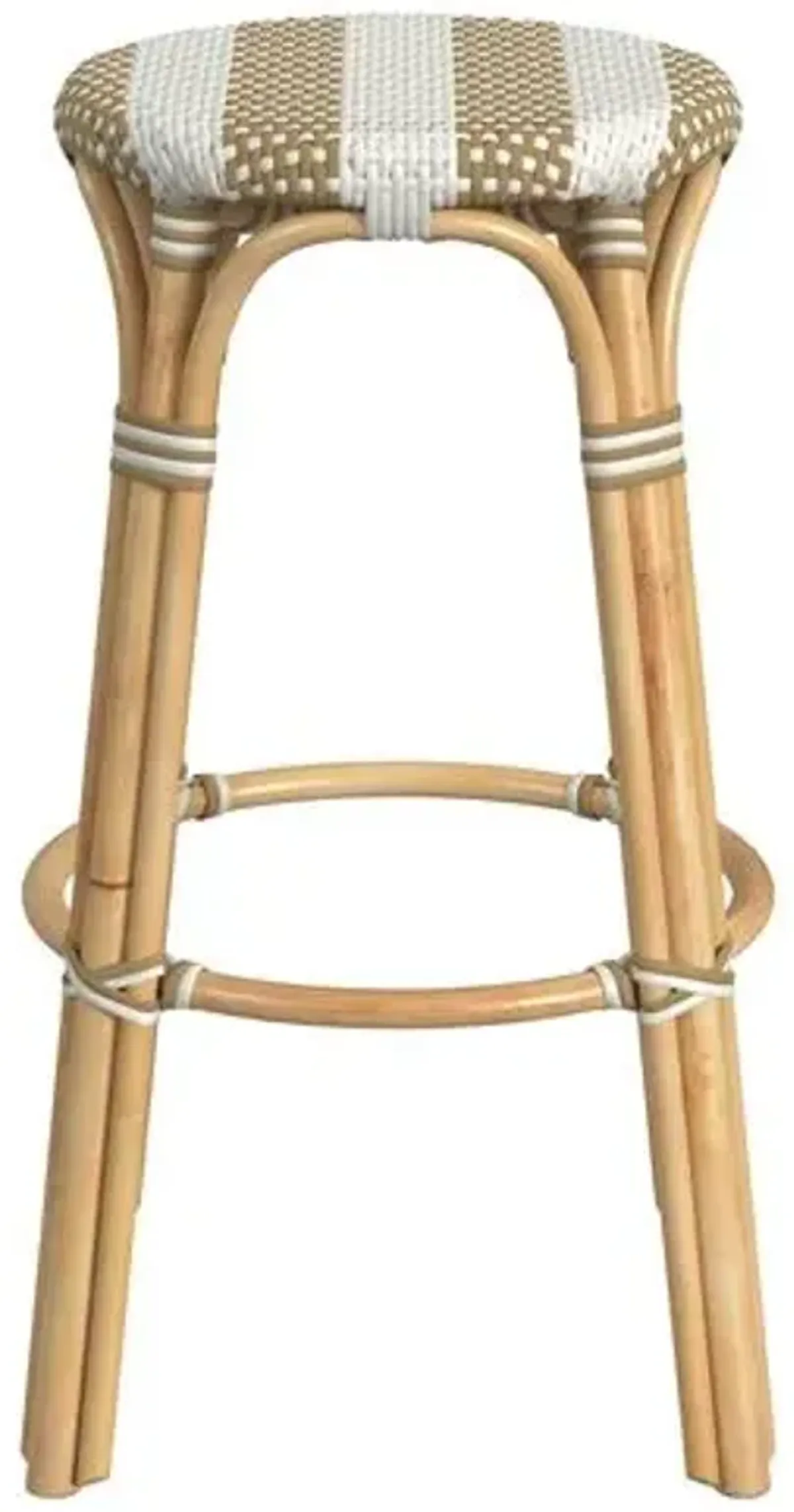 Lucie Rattan Barstool - Natural/White Stripe - Beige