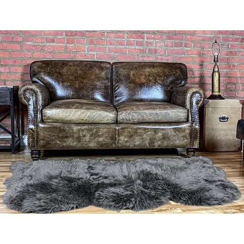 3'x5' Mary Handmade Sheepskin Rug - Grey - natural - Handcrafted - Gray - Gray