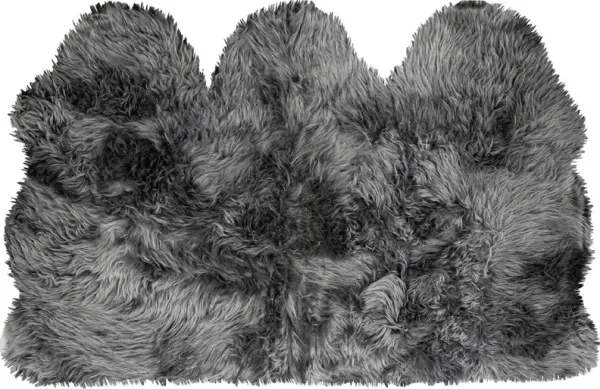 3'x5' Mary Handmade Sheepskin Rug - Grey - natural - Handcrafted - Gray - Gray