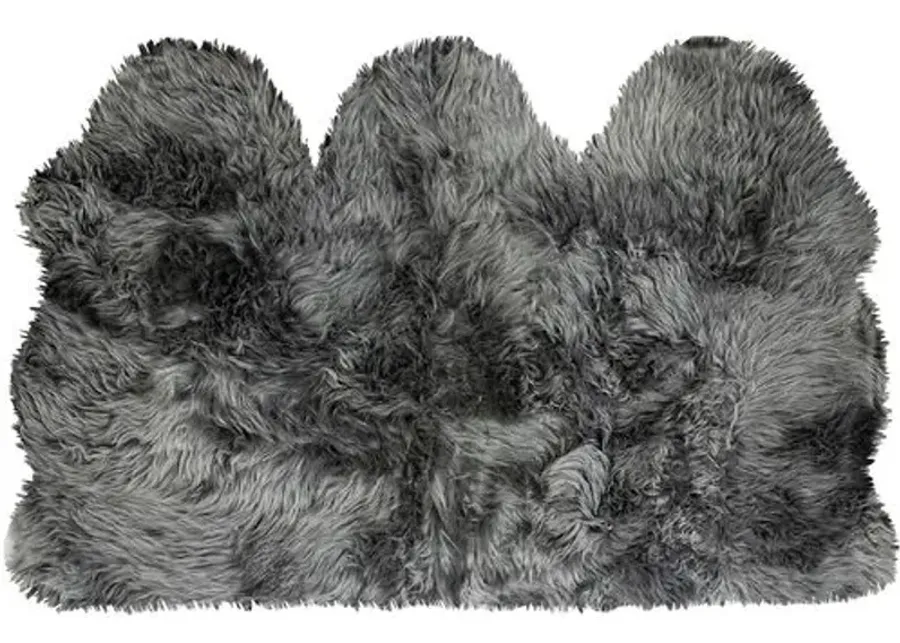 3'x5' Mary Handmade Sheepskin Rug - Grey - natural - Handcrafted - Gray - Gray