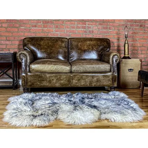 3'x5' Mary Handmade Sheepskin Rug - Gradient Grey - natural - Handcrafted - Gray - Gray