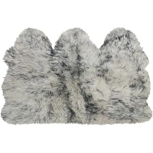 3'x5' Mary Handmade Sheepskin Rug - Gradient Grey - natural - Handcrafted - Gray - Gray