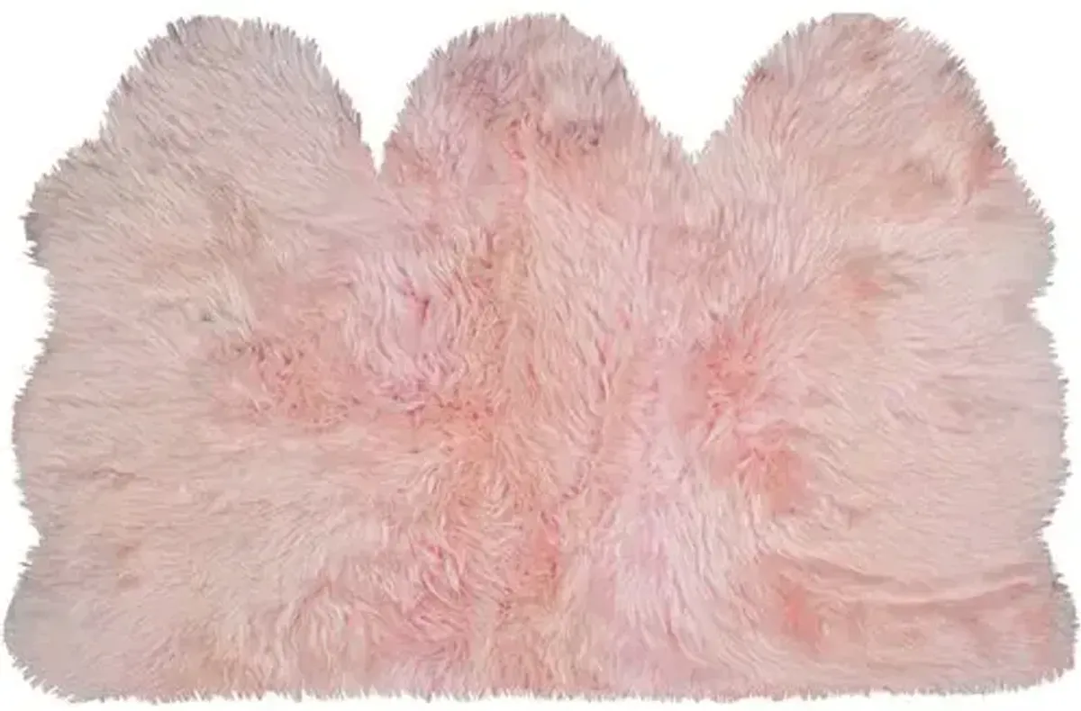 3'x5' Mary Handmade Sheepskin Rug - Pink - natural - Handcrafted - Pink