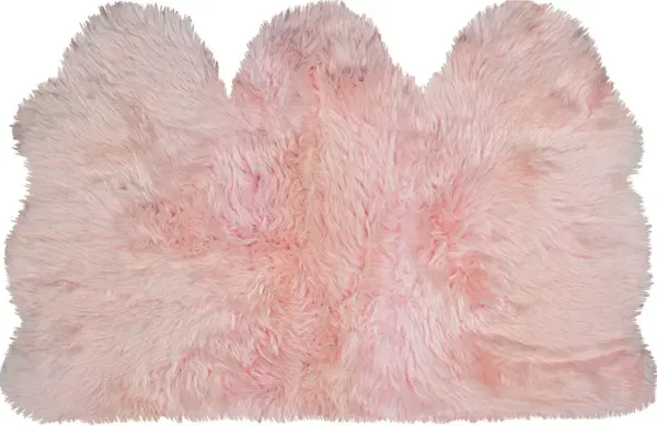 3'x5' Mary Handmade Sheepskin Rug - Pink - natural - Handcrafted - Pink