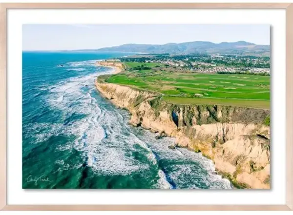 Carly Tabak - Half Moon Bay Aerial View Photograph - Beige