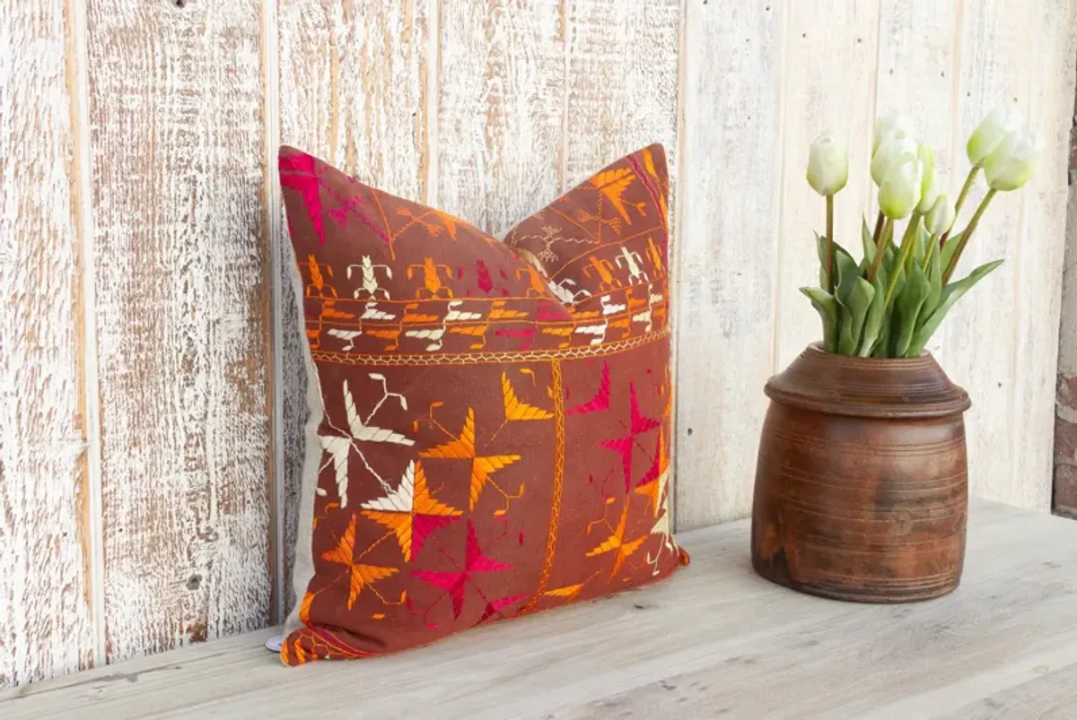 Avika Antique Indian Folk Pillow - de-cor