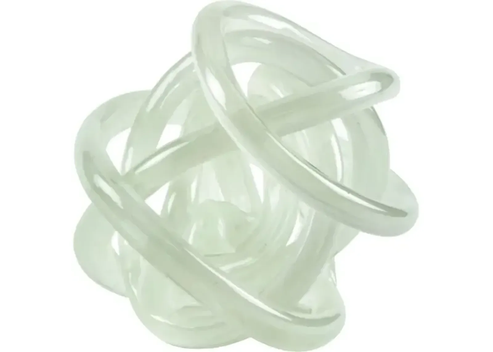 Handblown Glass Knot - White - Clear