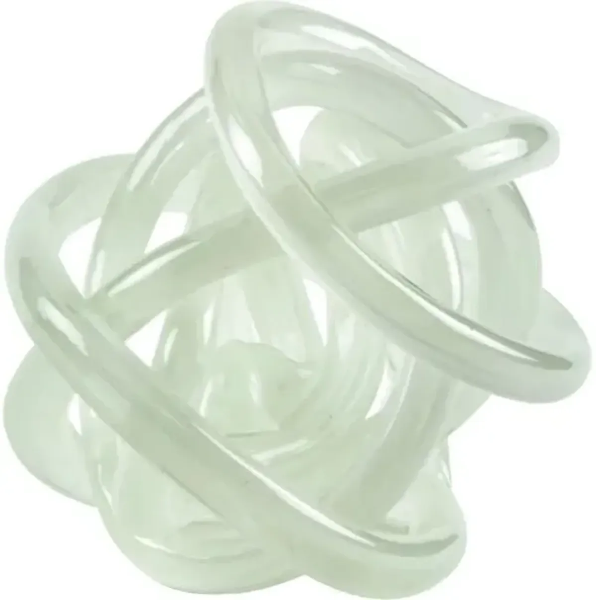 Handblown Glass Knot - White - Clear