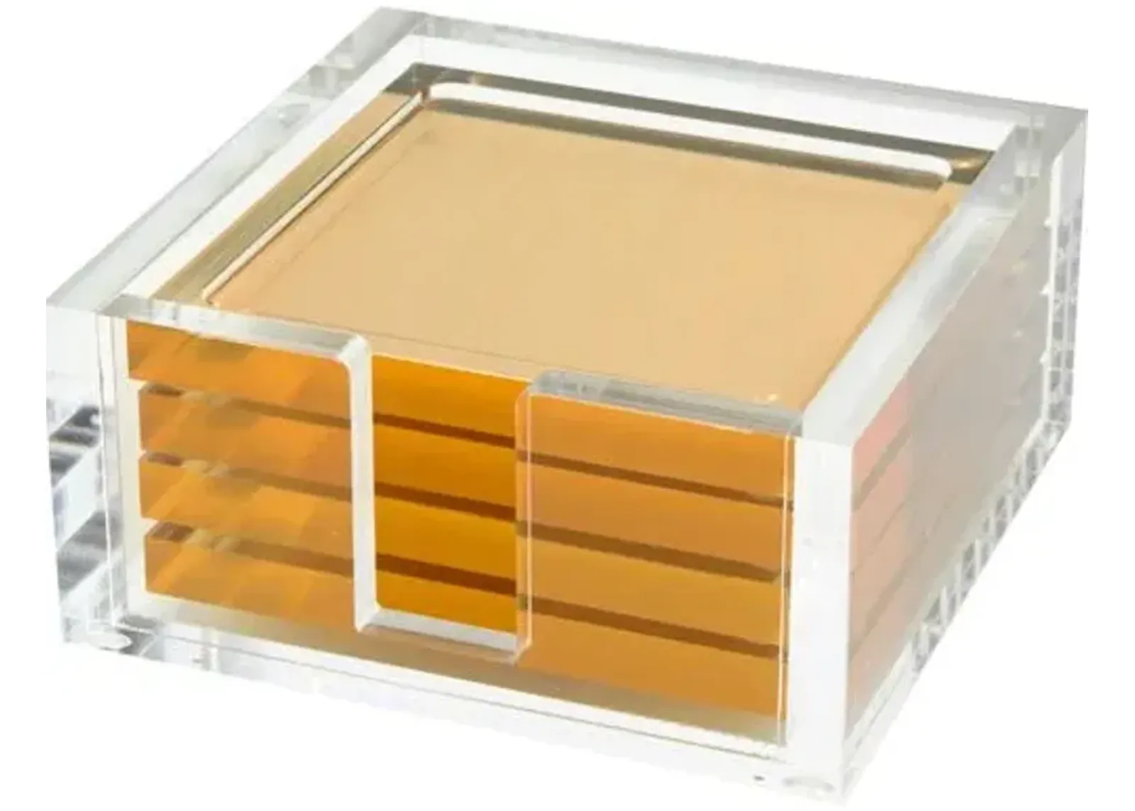 Lucite Coaster Set - Gold