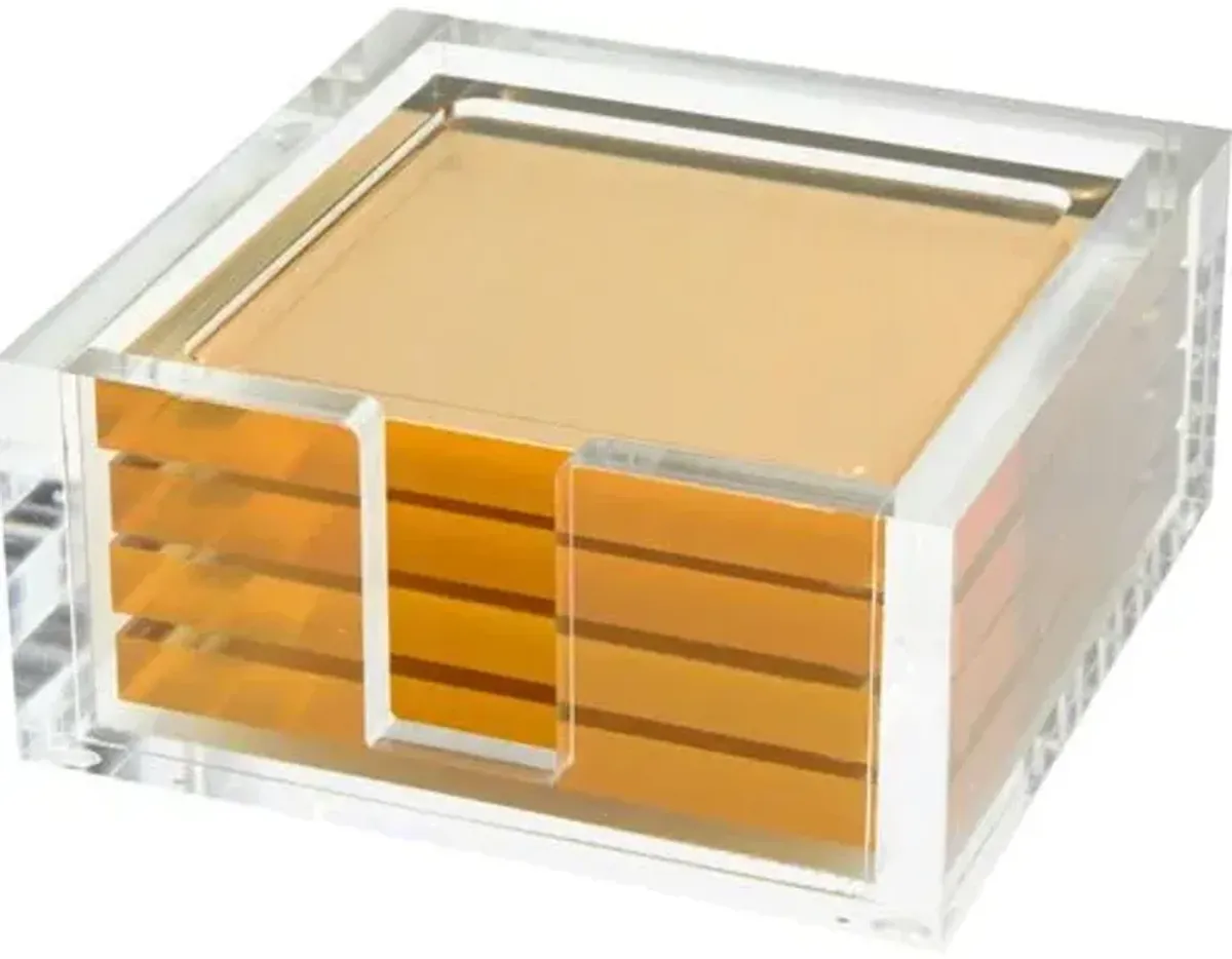 Lucite Coaster Set - Gold