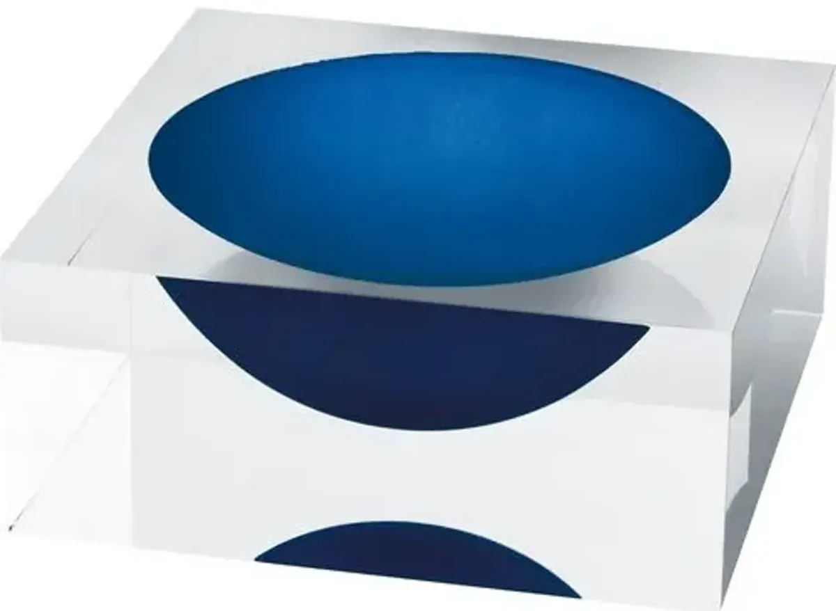 Lucite Sqaure Bowl - Blue