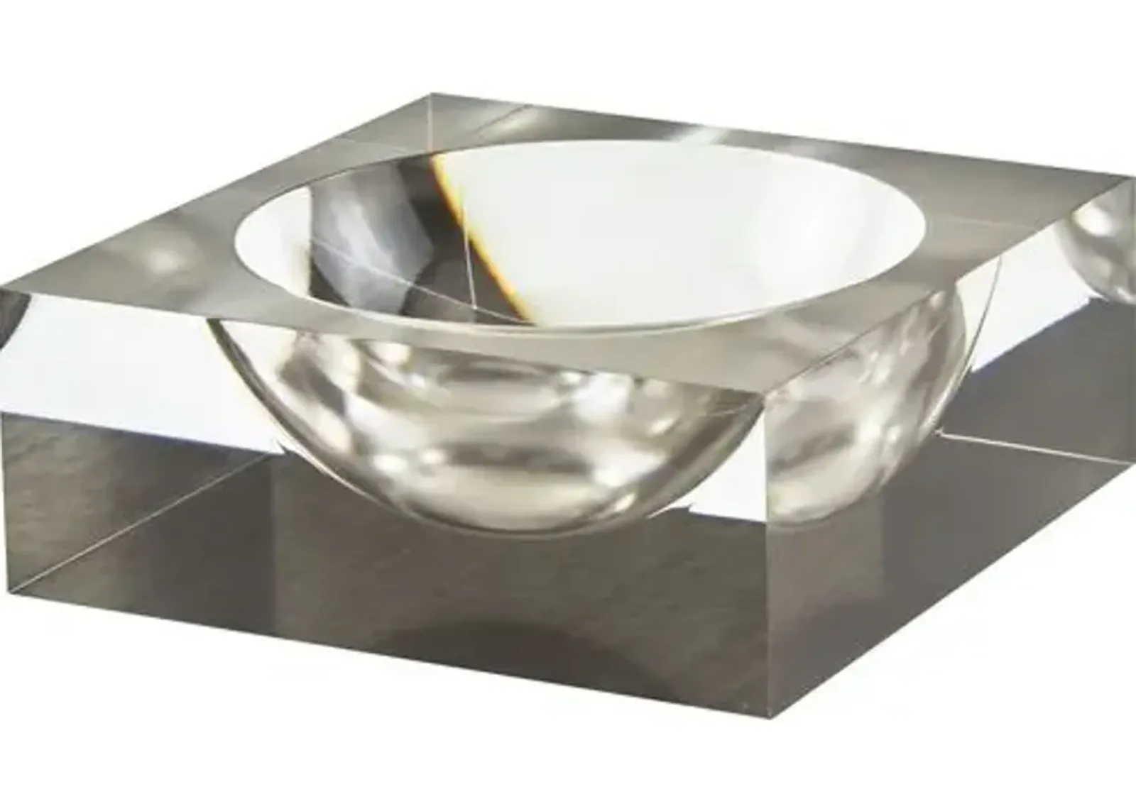 Lucite Sqaure Bowl - Silver