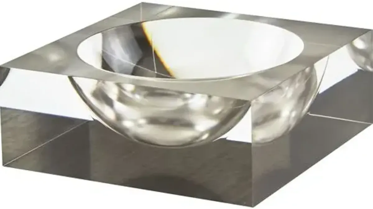 Lucite Sqaure Bowl - Silver