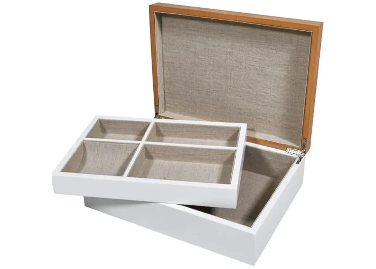 Two-Tone Jewelry Box - White - Brown