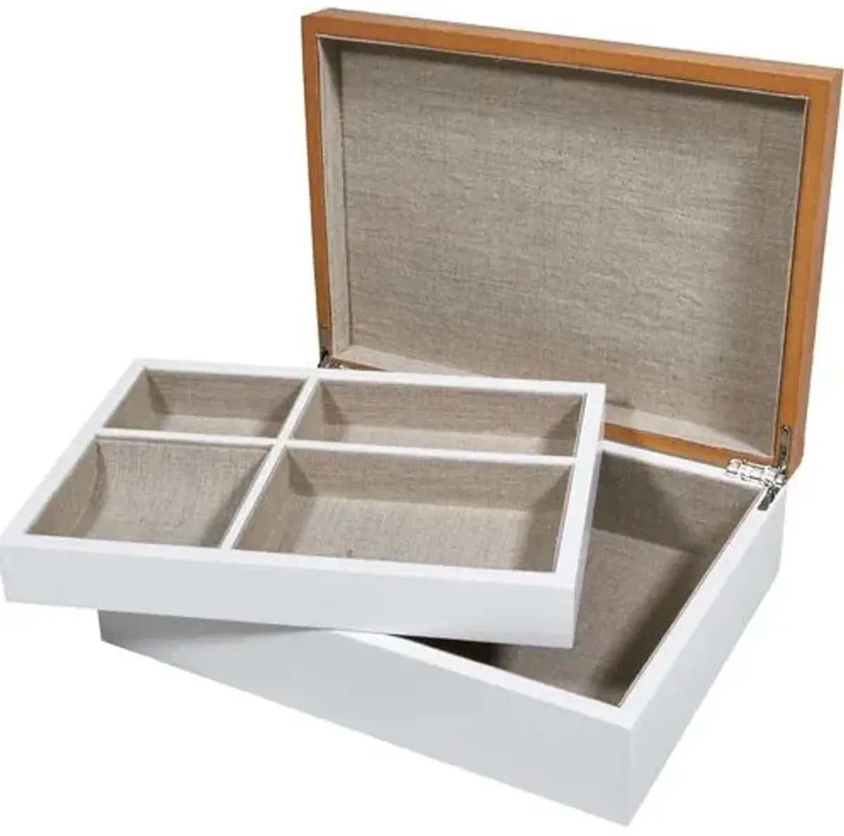 Two-Tone Jewelry Box - White - Brown