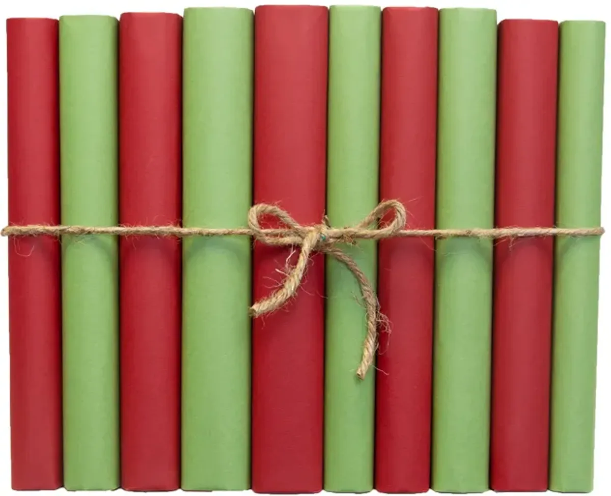 Happy Holidays 1-Foot Paper Wrapped Decorative Book Bundle, Red/Green