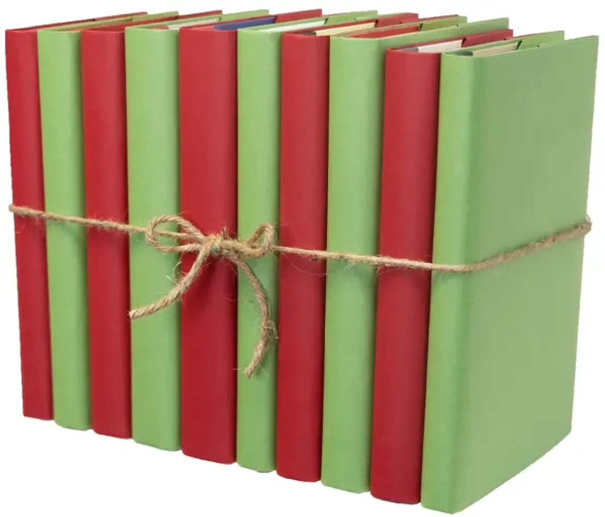 Happy Holidays 1-Foot Paper Wrapped Decorative Book Bundle, Red/Green