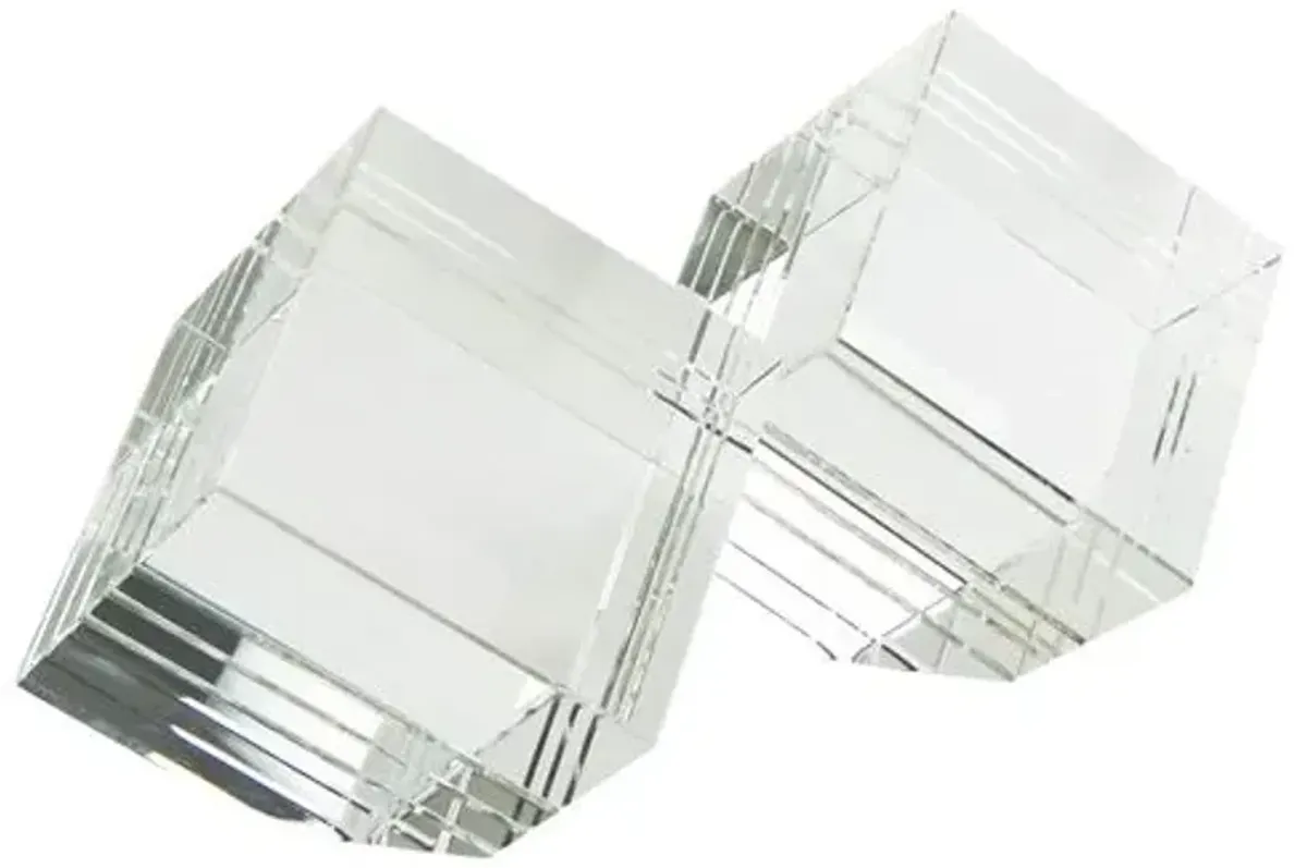 Crystal Angled Bookends - Clear