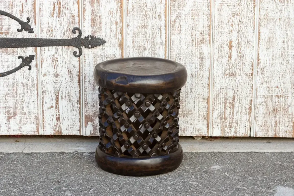 Small Carved Bamileke End Table - de-cor - Brown