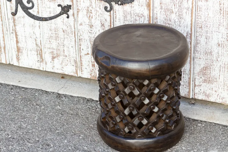 Small Carved Bamileke End Table - de-cor - Brown