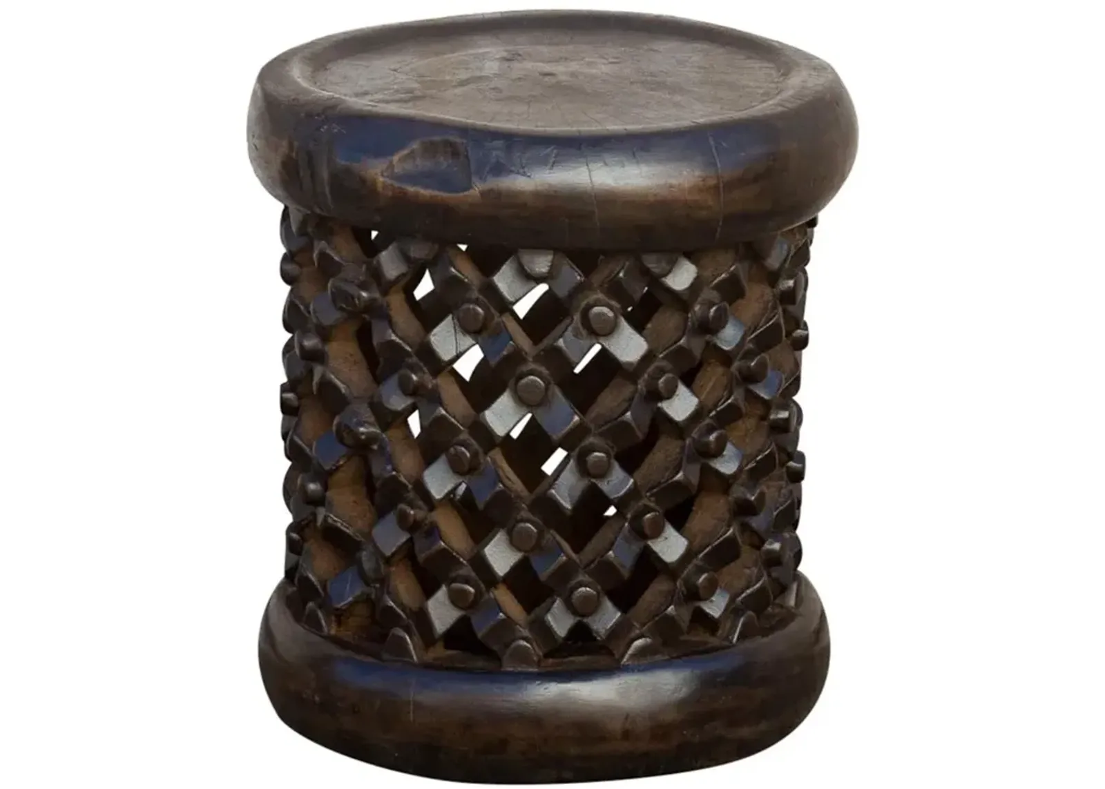 Small Carved Bamileke End Table - de-cor - Brown