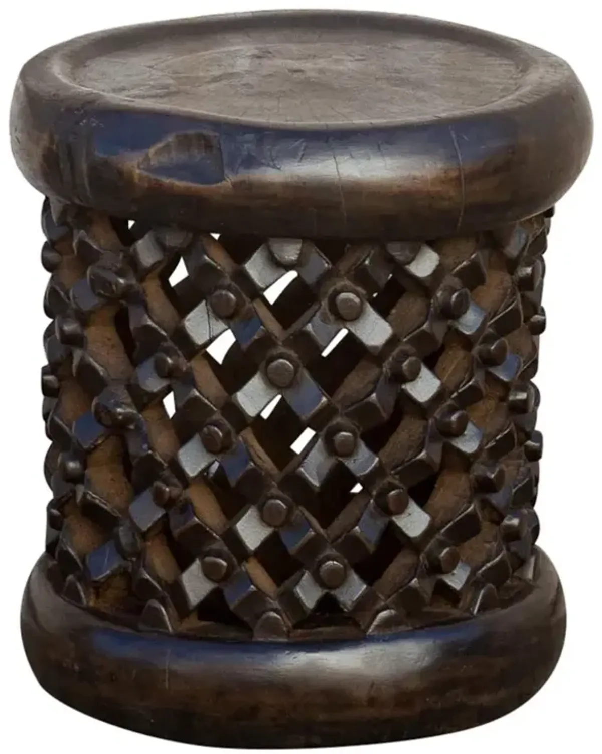 Small Carved Bamileke End Table - de-cor - Brown