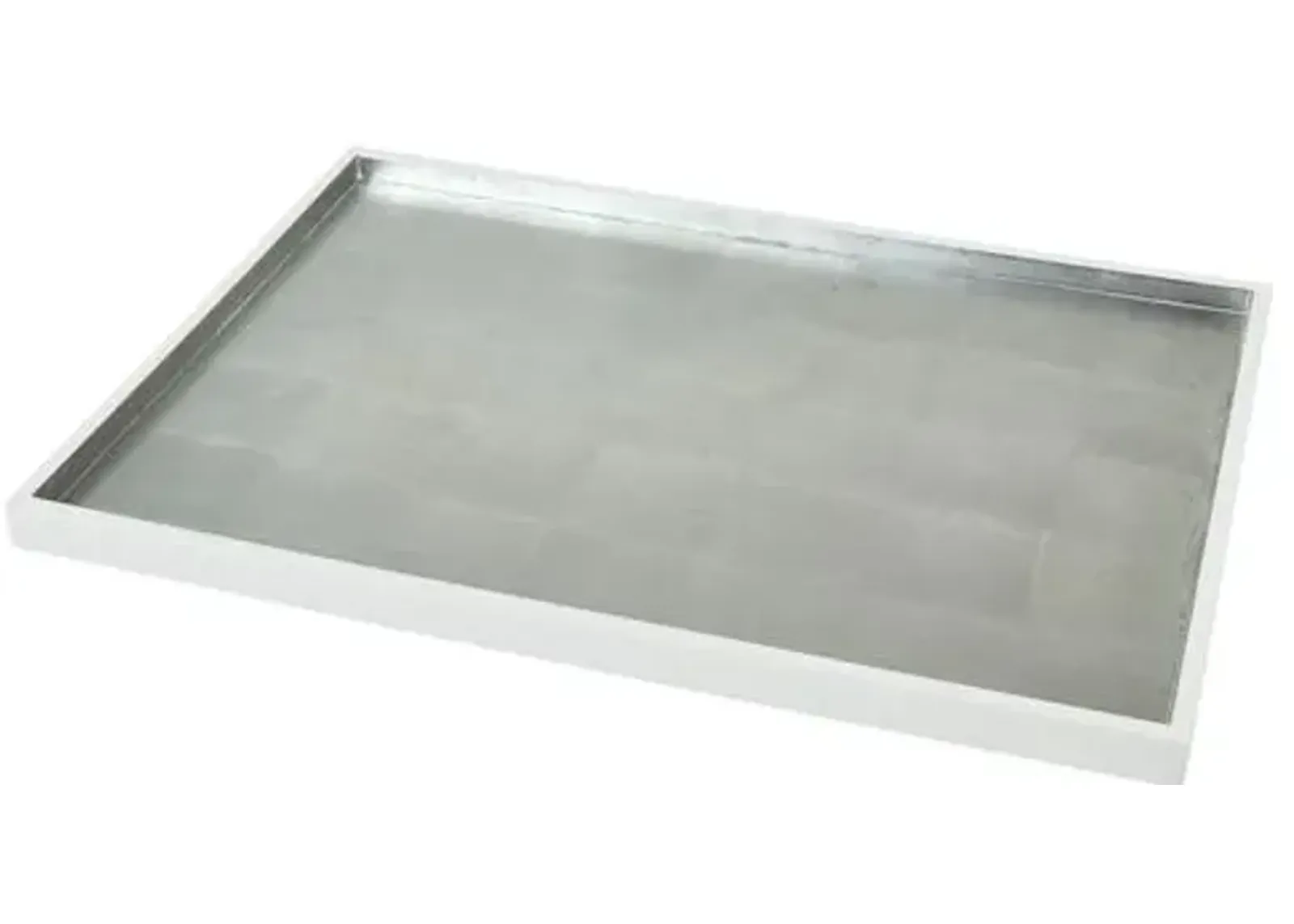 Large Silver Bottom Tray - White