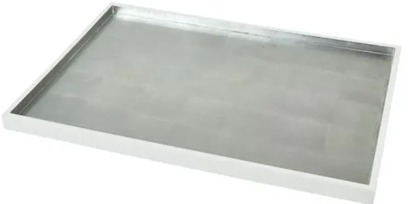 Large Silver Bottom Tray - White