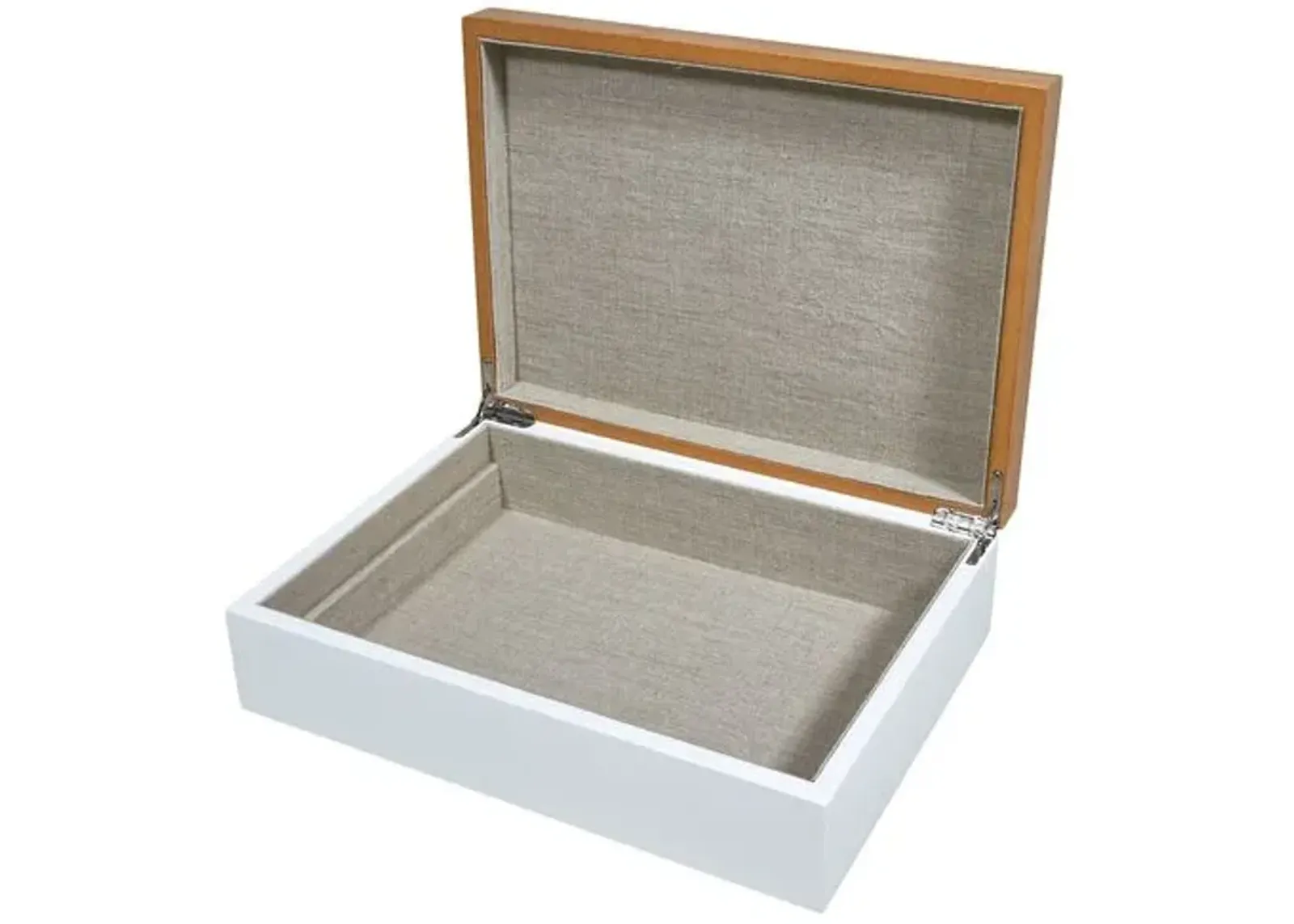 Two-Tone Wood Box - Whihte - Brown