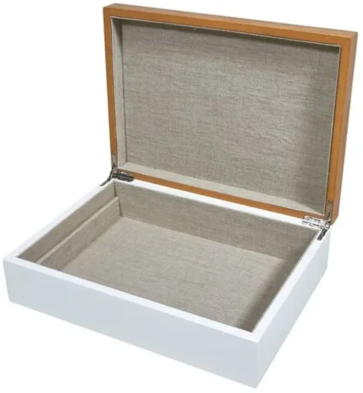 Two-Tone Wood Box - Whihte - Brown